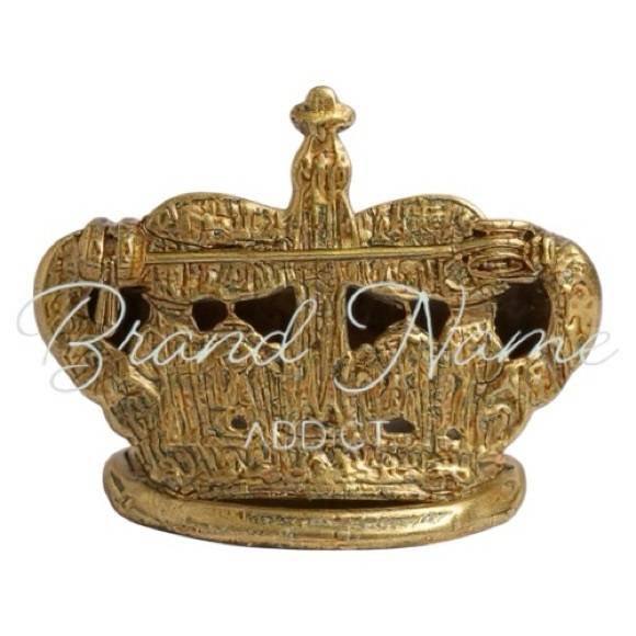 New Elegant Rose Gold Crown Brooch with Pearls & Crystals - Picture 3 of 3